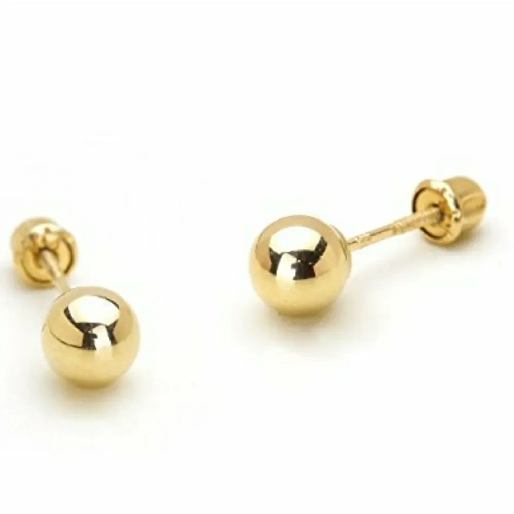 14k Yellow Gold 4mm Ball Screwback Earrings